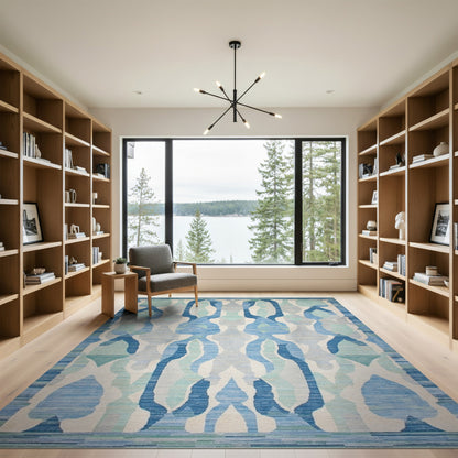 Blue and Teal Geometric Modern Blue Teal Geometric Area Rug