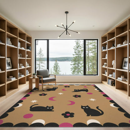 Black Cat Moon Kids Area Rug