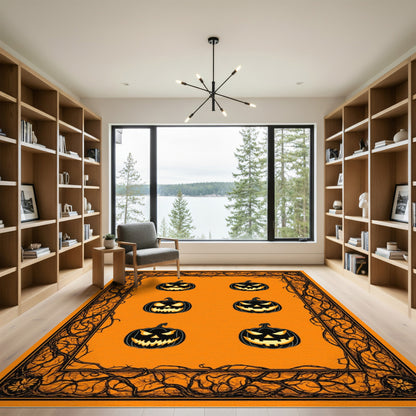 Jack-o'-Lantern Halloween Orange Area Rug