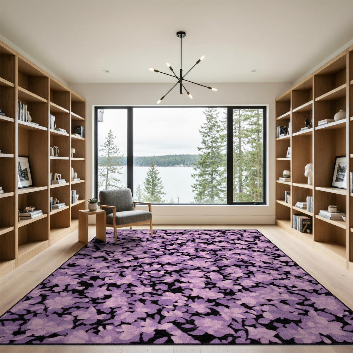 Purple Washable Purple Floral Vintage Washable Area Rug