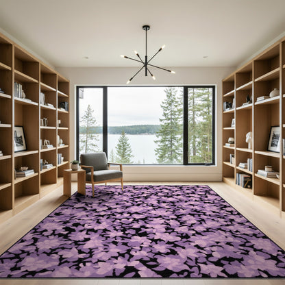 Purple Washable Purple Floral Vintage Washable Area Rug