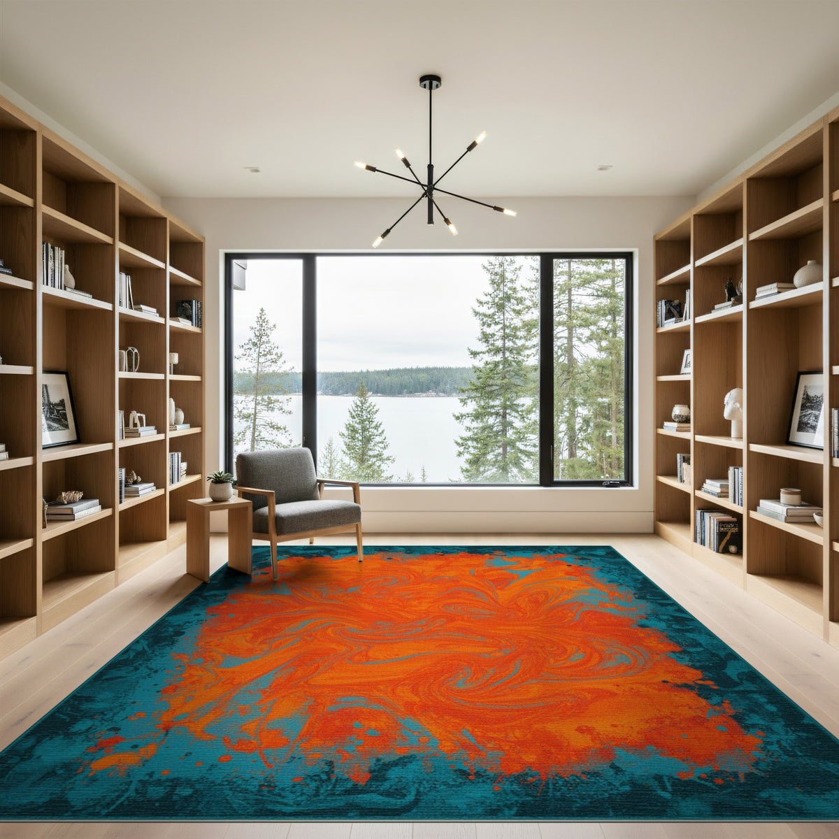 Vibrant Abstract Area Vibrant Orange Swirl Abstract Area Rug