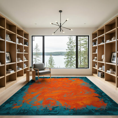 Vibrant Abstract Area Vibrant Orange Swirl Abstract Area Rug