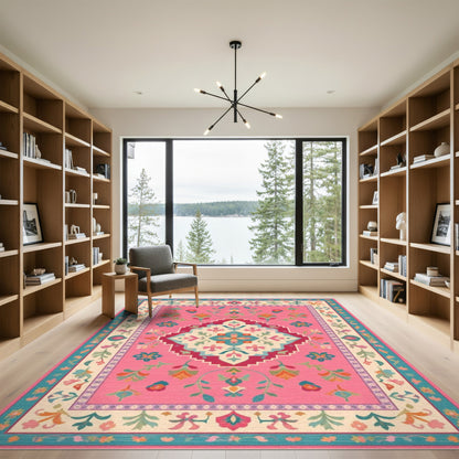 Pink Floral Vintage Area Rug