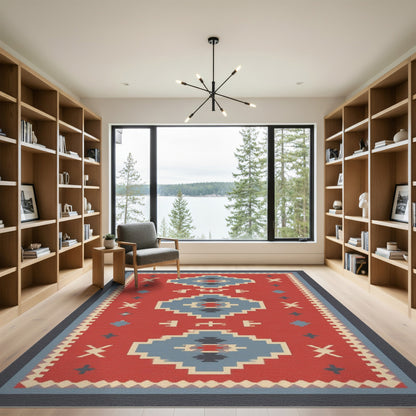 Red Southwestern Geometric Area Rug