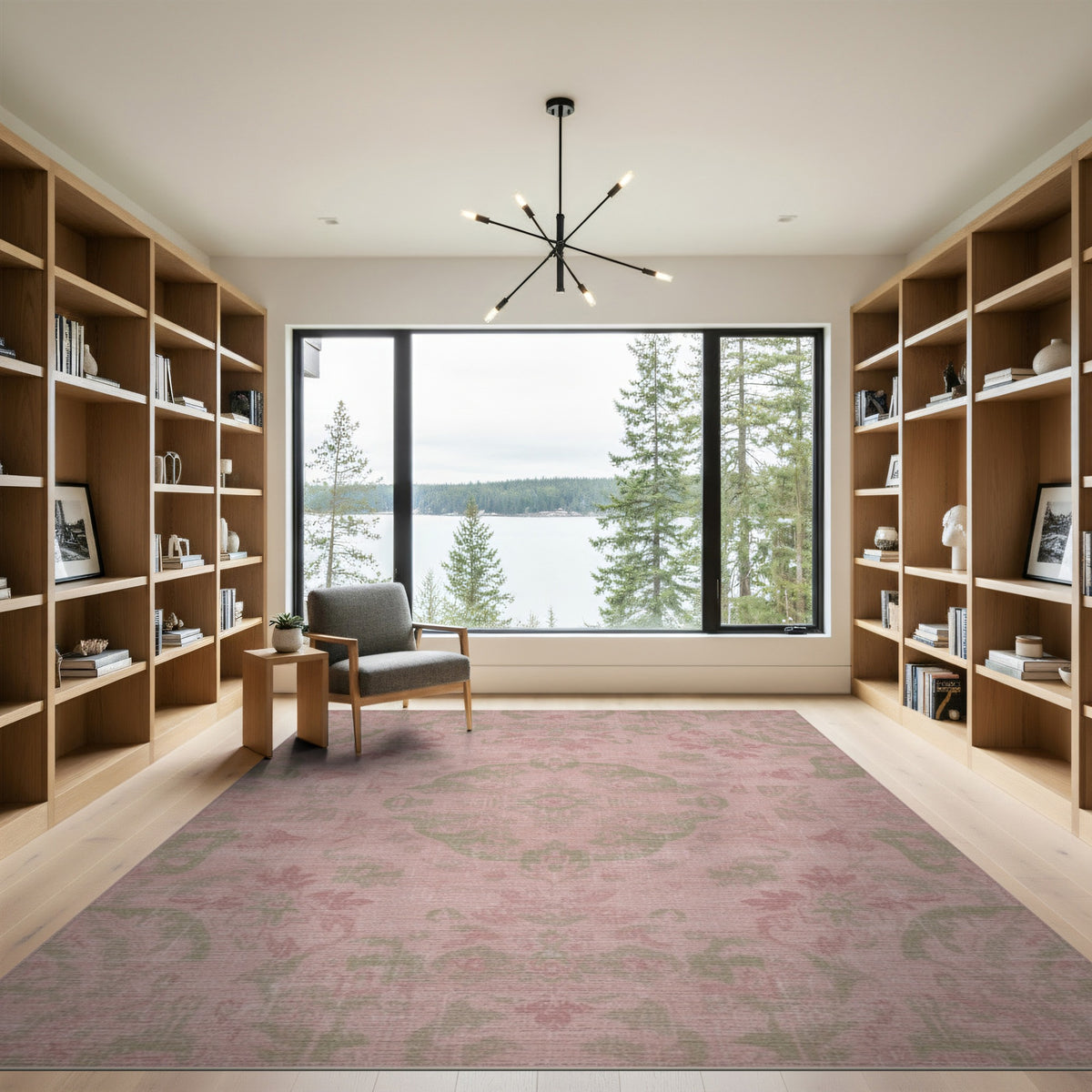 Blush Pink Floral Vintage Area Rug