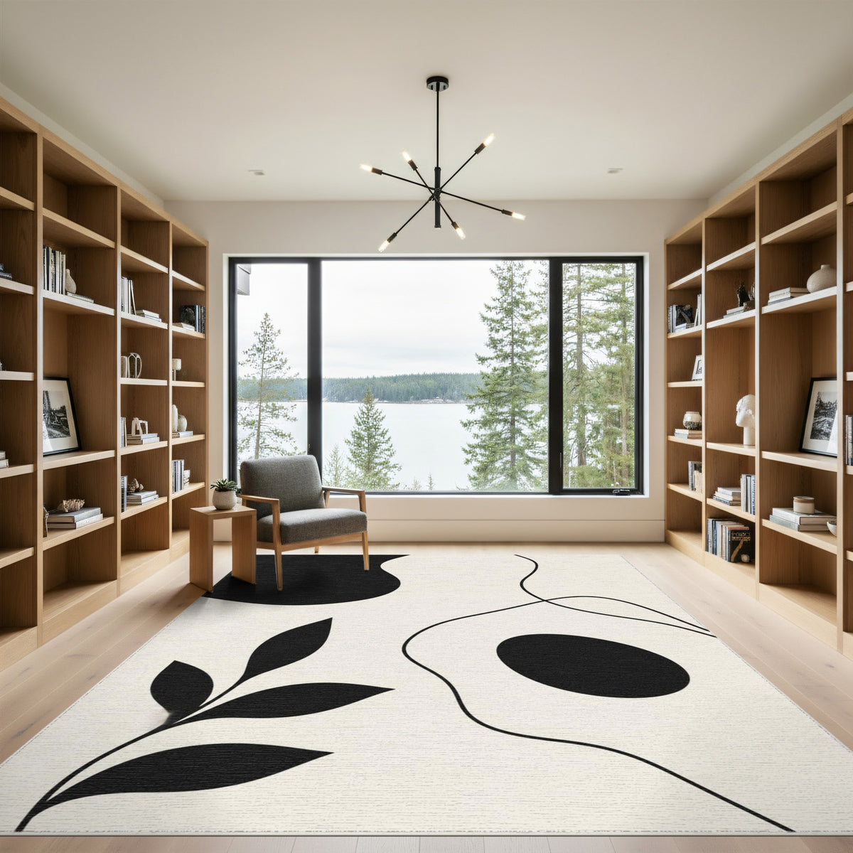 Black White Abstract Area Rug