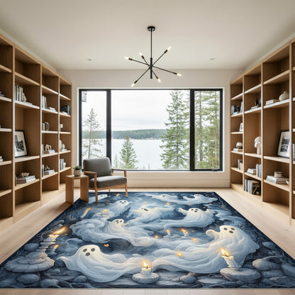 Ghostly Candlelight Spirits Washable Area Rug