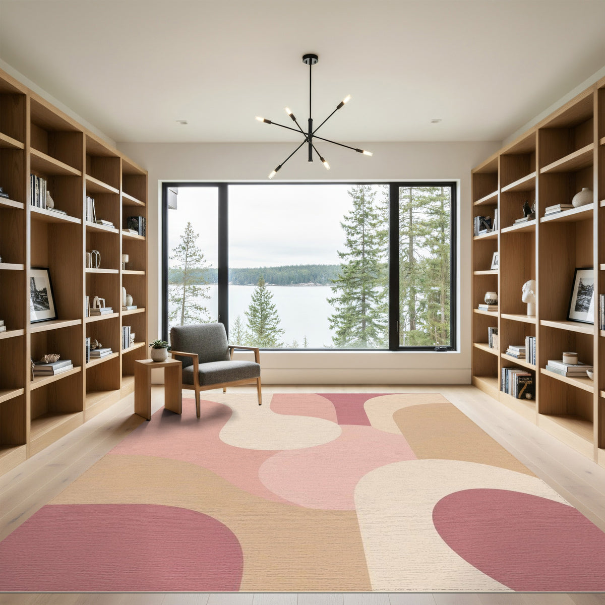 Pink Blush Pink Abstract Area Rug