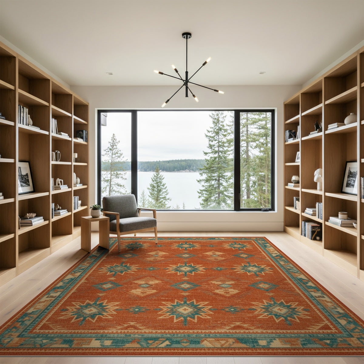 Orange Southwestern Geometric Area Rug