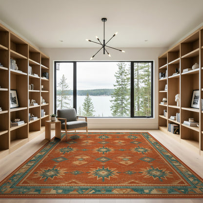 Orange Southwestern Geometric Area Rug