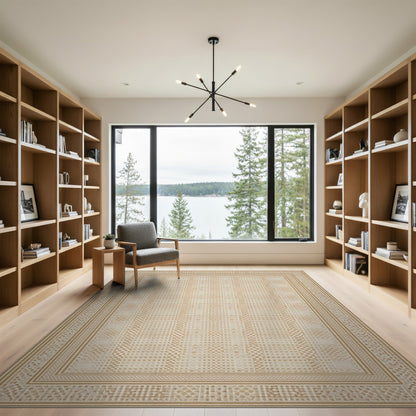 Beige Geometric Lattice Area Rug