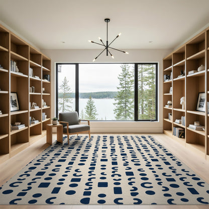 Navy Geometric Area Rug