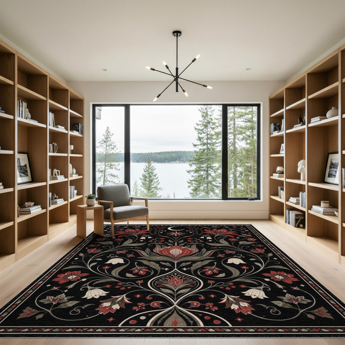 Red Floral Vintage Area Rug