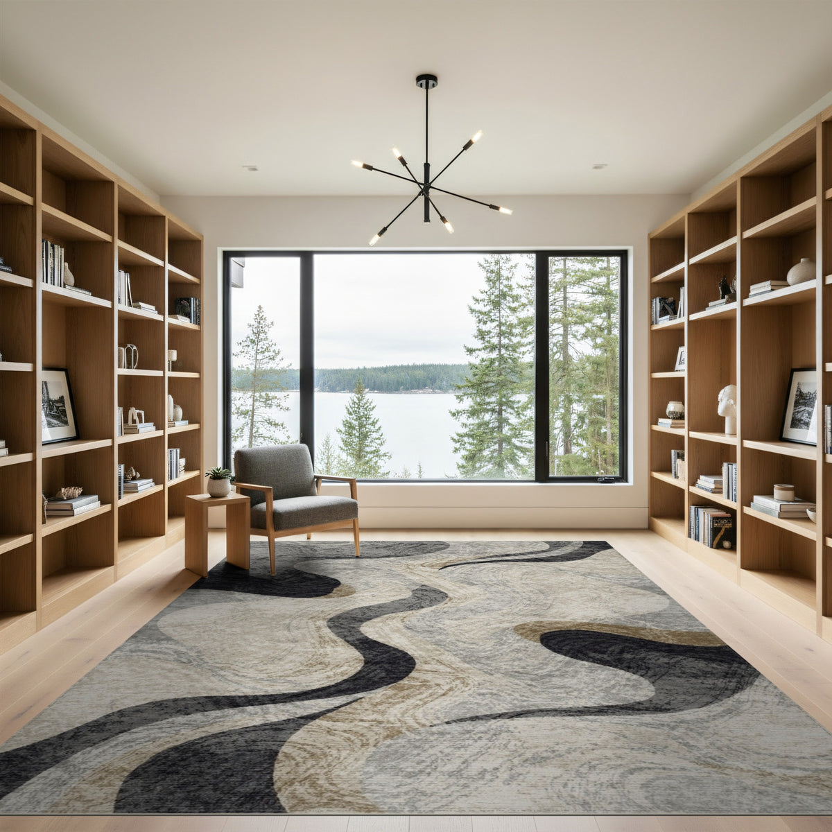 Abstract Swirl Grey Area Rug