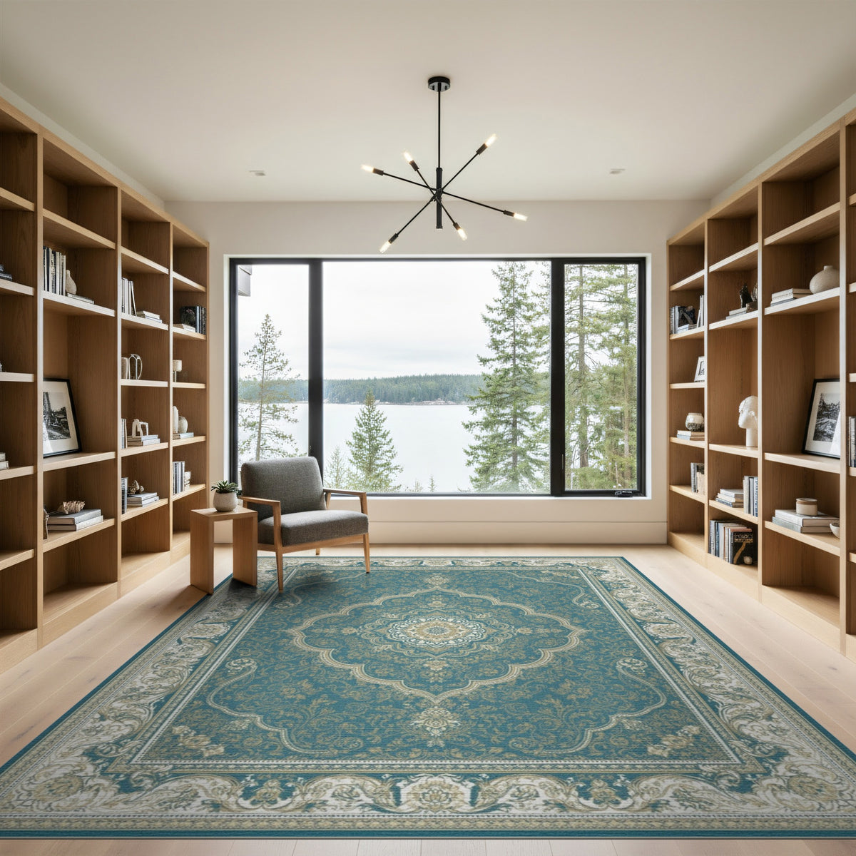 Teal Persian Medallion Area Rug