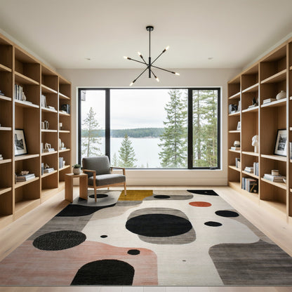 Abstract Geometric Area Rug in Neutral Tones