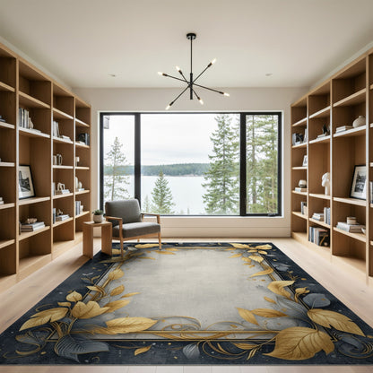 Gold Leaf Floral Vintage Area Rug