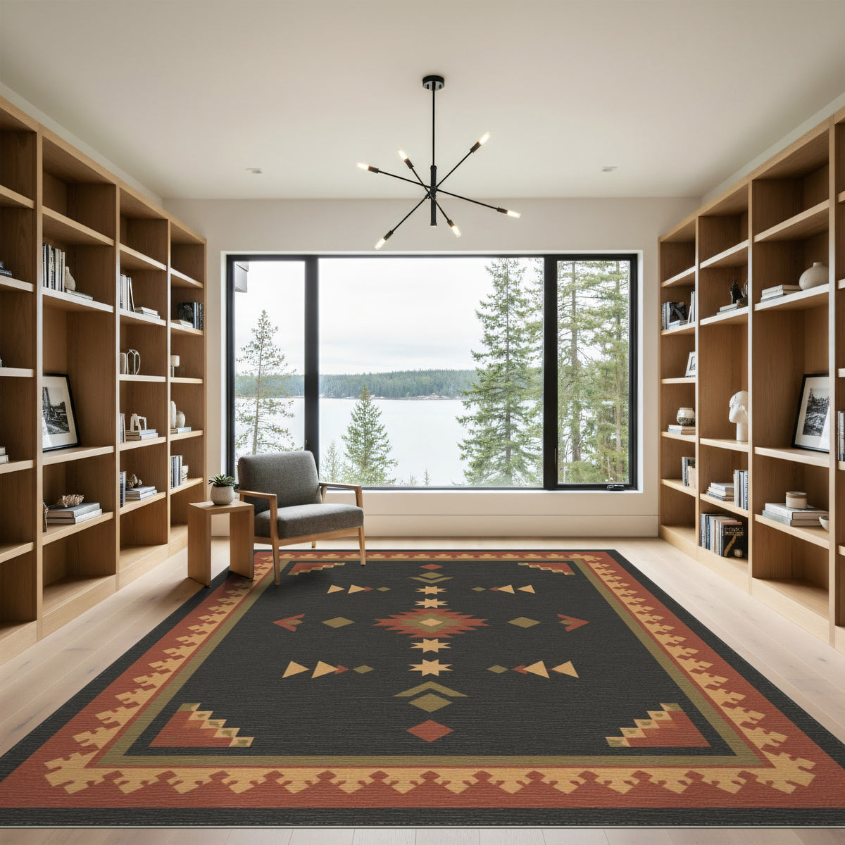 Southwestern Geometric Brown and Tan Area Rug