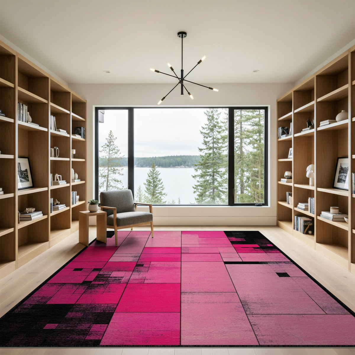 Pink Geometric Modern Area Rug