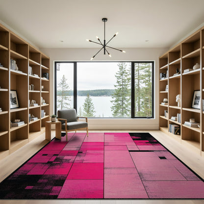 Pink Geometric Modern Area Rug