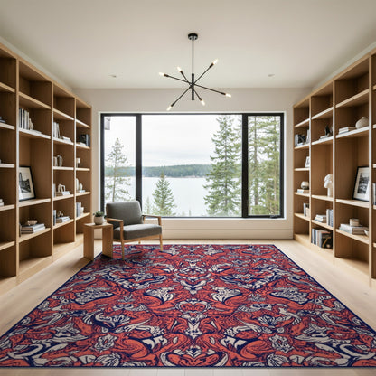Red Floral Vintage Area Rug