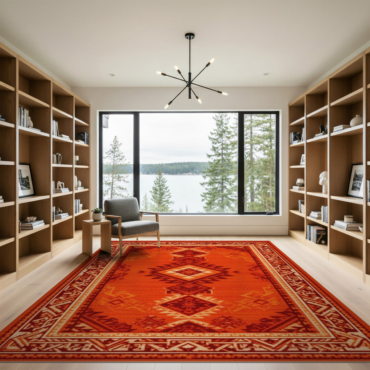Bold Red Southwestern Area Rug