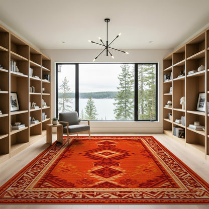 Bold Red Southwestern Area Rug