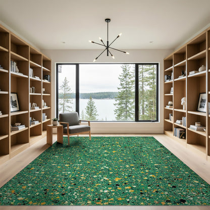 Green Speckled Abstract Area Rug