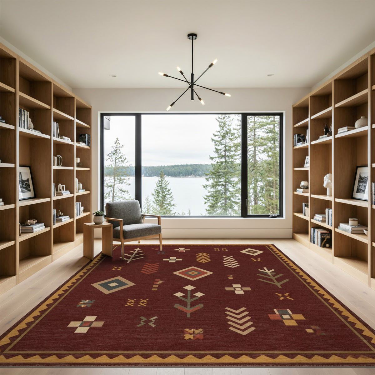 Geometric Southwestern Red Geometric Area Rug