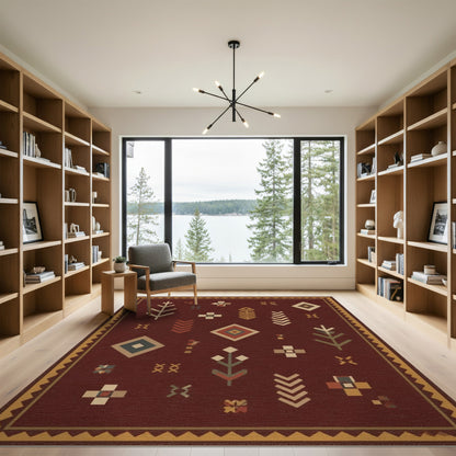 Geometric Southwestern Red Geometric Area Rug