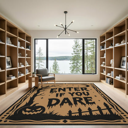 Brown and Tan Enter If You Dare Halloween Area Rug