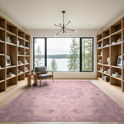 Pink Floral Medallion Area Rug