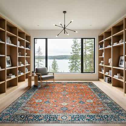 Traditional Persian Orange Persian Floral Area Rug