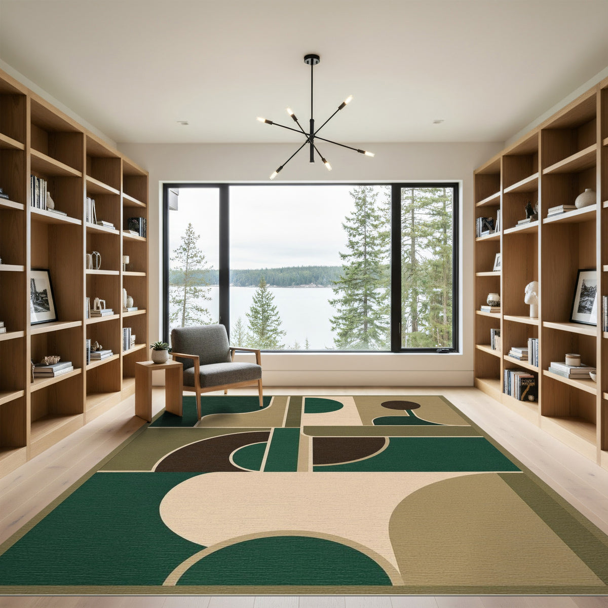 Green Geometric Area Rug