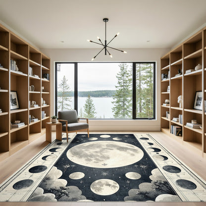 Celestial Moon Phases Washable Rug