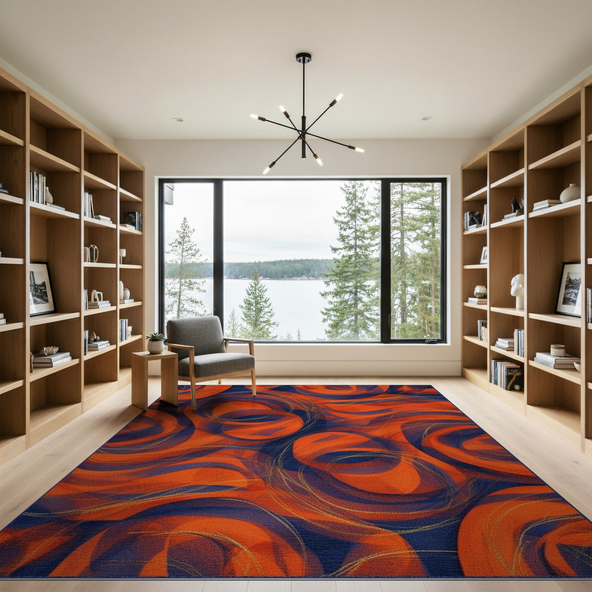 Orange Swirl Abstract No. 3 Area Rug