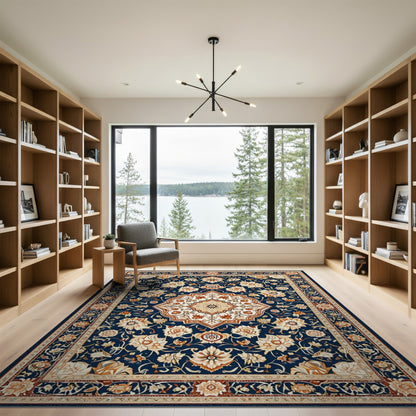 Medallion Navy Persian Floral Medallion Area Rug