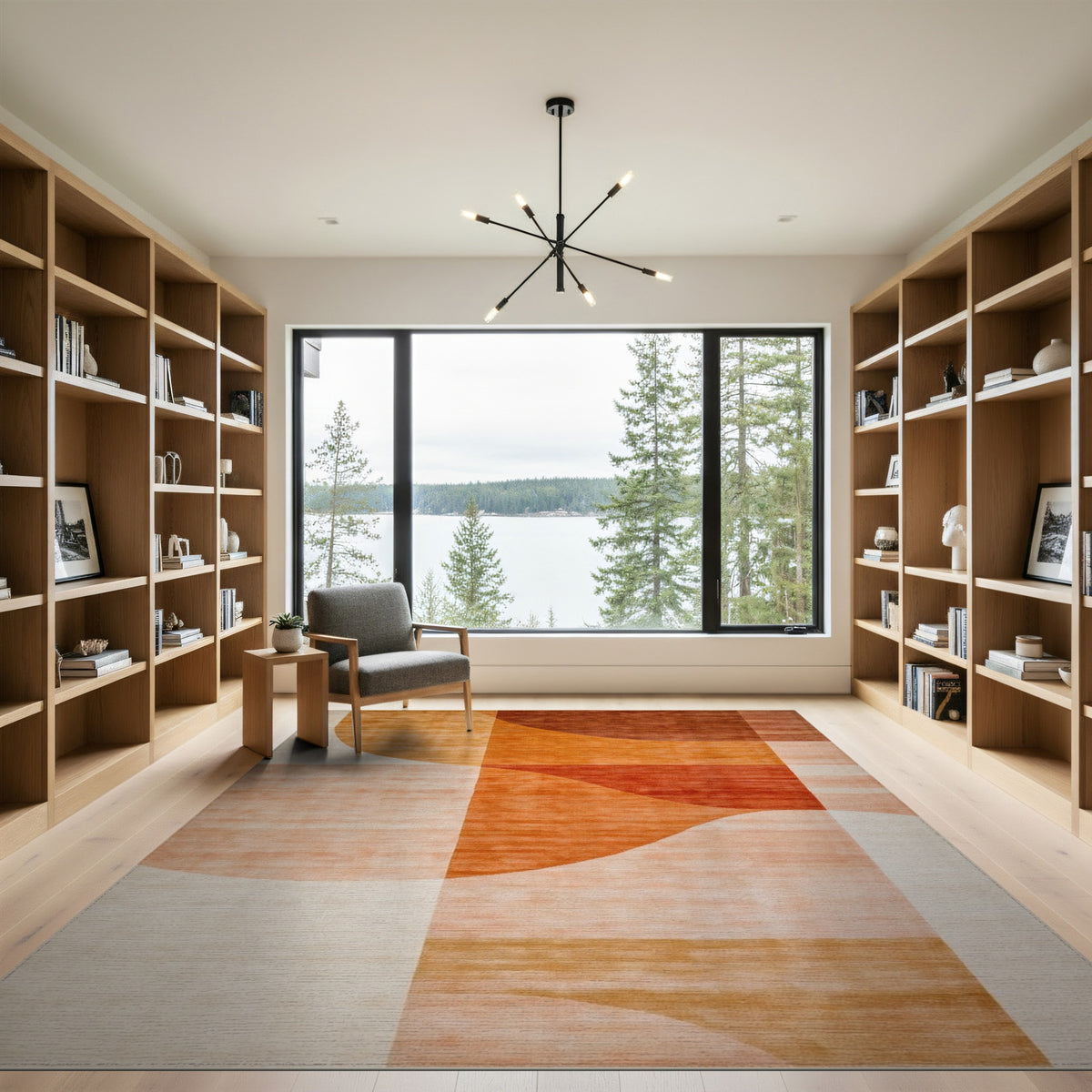 Orange Geometric Modern Area Rug