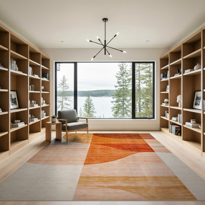 Orange Geometric Modern Area Rug