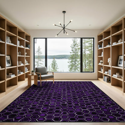 Purple Hexagon Geometric Modern Area Rug