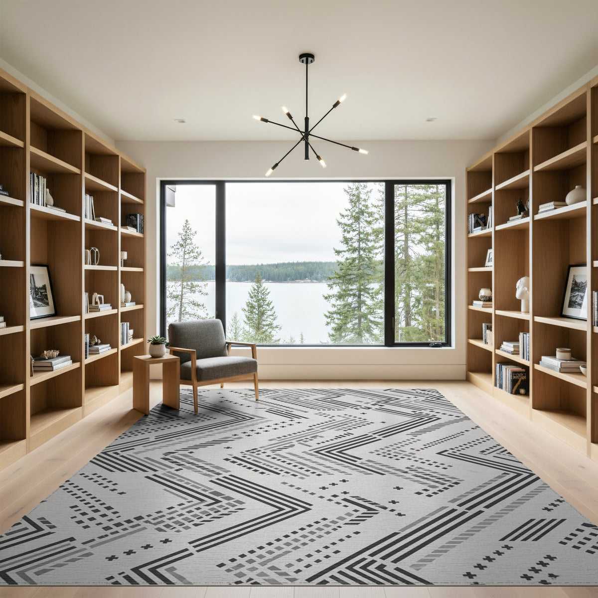 Geometric Modern Black and White Black White Geometric Chevron Area Rug