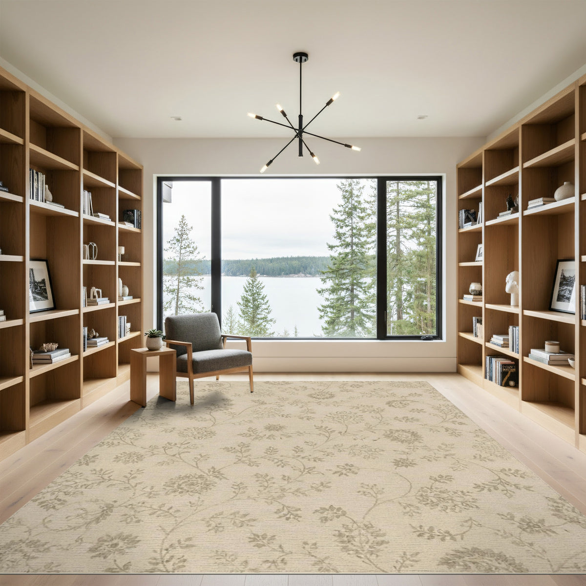 Beige Grey Floral Vintage Area Rug
