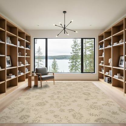 Beige Grey Floral Vintage Area Rug