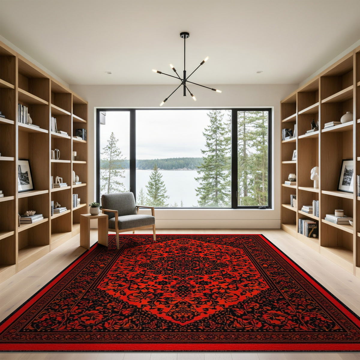 Red Traditional Persian Medallion Area Rug