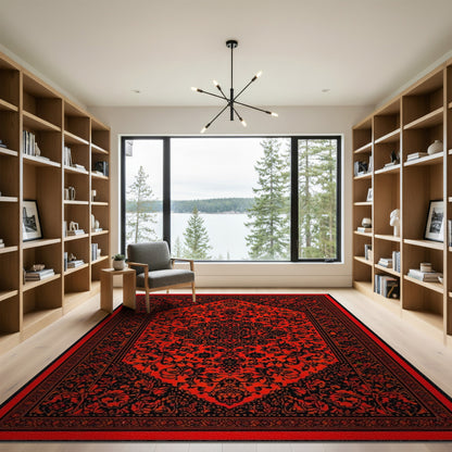 Red Traditional Persian Medallion Area Rug