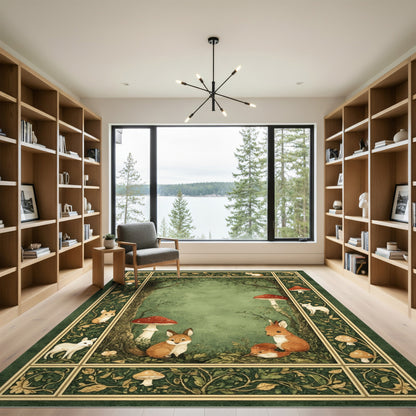 Enchanted Forest Fox and Rabbit Area Rug