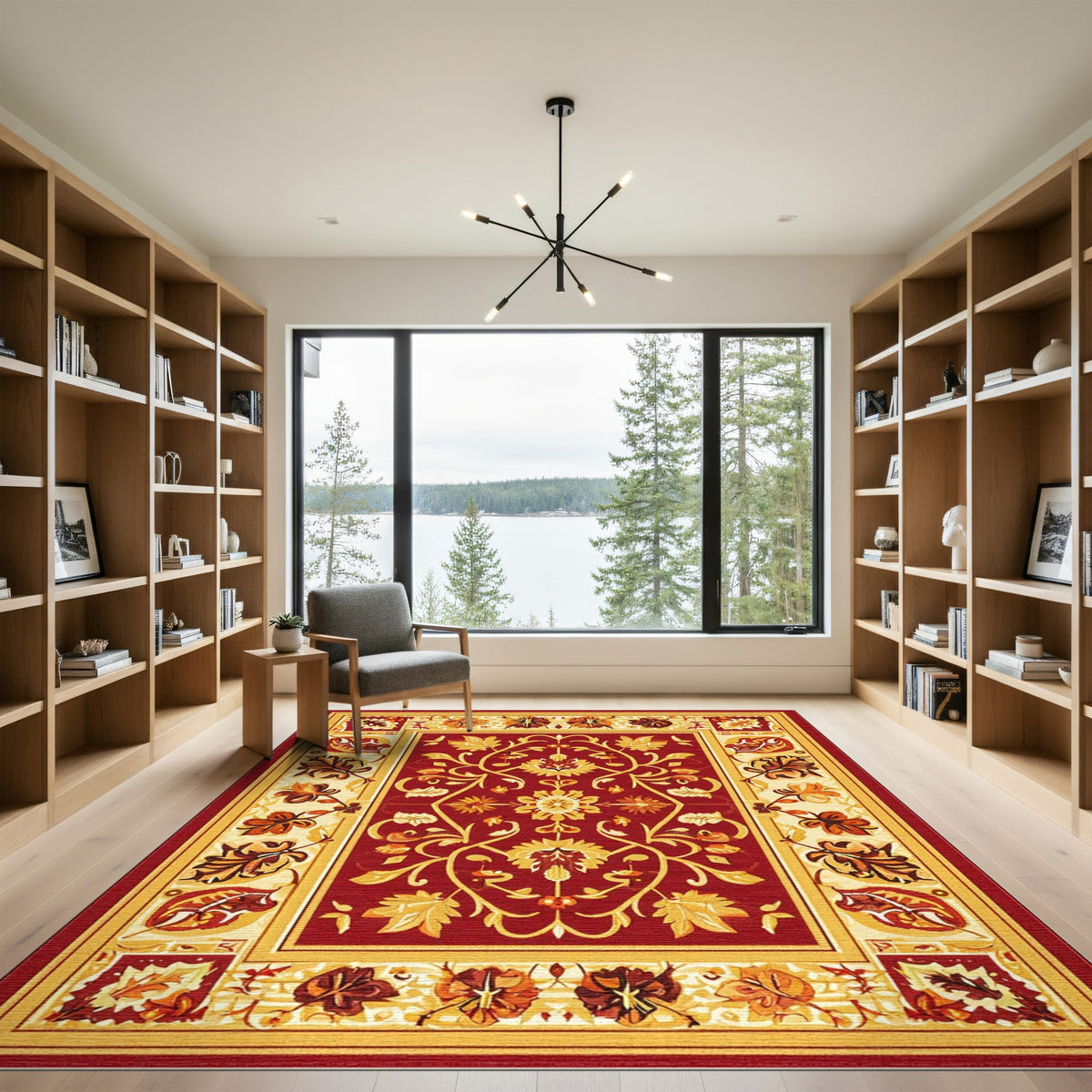 Red Floral Medallion Traditional Persian Area Rug
