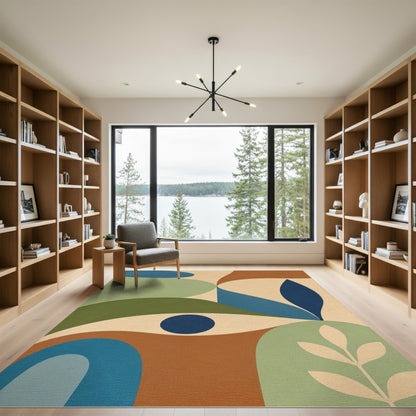 Beige Abstract Area Rug with Organic Shapes