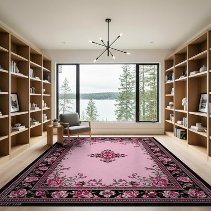 Pink Rose Floral Vintage No. 31 Area Rug